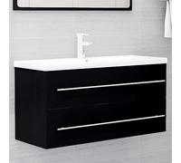 Bucmath Meuble de salle de bain avec 1 tiroir, 100 x 38,5 x 48 cm, en matériau dérivé du bois, noir, 100 x 38,5 x 48 cm