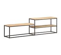 Bucmath Meuble TV 180 x 30 x 50 cm, en bois de manguier rugueux, style industriel, meuble multimédia robuste, centre de divertissement pour le salon