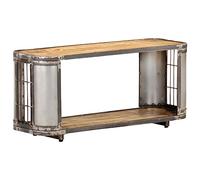 Bucmath Meuble TV 90 x 30 x 40 cm en bois massif de mangue, style industriel pour salon, centre de divertissement avec compartiment ouvert, table TV robuste en bois dur