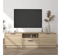 Bucmath Meuble TV, chêne Sonoma, 140 x 35 x 40 cm, matériau dérivé du bois, moderne, pour salon, chambre à coucher, centre de divertissement, avec tiroir