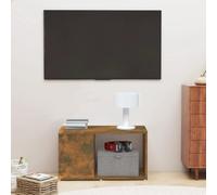 Bucmath Meuble TV en bois de chêne fumé 60 x 24 x 32 cm - Console multimédia avec espace de rangement - Armoire pour salon, chambre à coucher, bureau - Organiseur polyvalent de bibliothèque