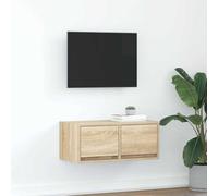 Bucmath Meuble TV en chêne Sonoma - 60 x 31 x 25,5 cm - En bois - Montage mural - Espace de rangement pour salon, console multimédia, home cinéma
