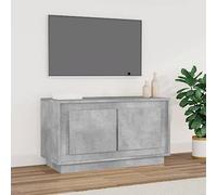 Bucmath Meuble TV gris béton 80 x 35 x 45 cm Matériau du bois Mediacenter avec 2 compartiments, plateau supérieur robuste, design moderne pour salon