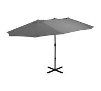 Bucmath Parasol avec mât en aluminium - 460 x 270 cm - Anthracite - Résistant aux UV - Coupe-vent - Pliable - Pour balcon, terrasse, jardin - Avec manivelle et pied en croix stable - Pour l'ombre et