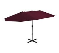 Bucmath Parasol avec mât en aluminium, 460 x 270 cm, rouge bordeaux, résistant aux UV, imperméable, coupe-vent, pliable, inclinable, pour jardin, terrasse, balcon, meubles de balcon