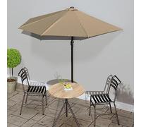 Bucmath Parasol de balcon avec design semi-circulaire 270 x 144 cm, résistant aux UV, mât en aluminium, coupe-vent et pliable, idéal pour balcon, terrasse, parasol de jardin dans le jardin, résistant
