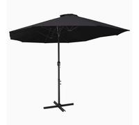 Bucmath Parasol de jardin avec mât en aluminium, 460 x 270 cm, noir, résistant aux intempéries, résistant aux UV et au vent, pliable, pour balcon, terrasse, jardin, tonnelle