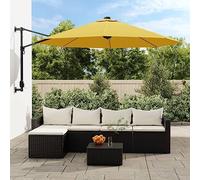 Bucmath Parasol mural jaune 290 cm avec design pliable et inclinable, en polyester résistant aux UV, parasol de jardin pour balcon, terrasse, balcon avec support robuste, coupe-vent, imperméable