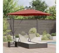 Bucmath Parasol sable x x polyester aluminium pliable coupe-vent protection UV balcon terrasse parasol de jardin avec lumières LED solaires et mécanisme d'inclinaison pour les jours ensoleillés