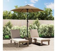 Bucmath Parasol taupe 200 x 224 cm en aluminium avec protection UV, inclinable, pliable, coupe-vent, pour jardin, balcon, terrasse, imperméable, avec manivelle, support robuste, idéal pour les jours