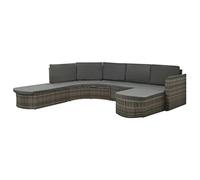 Bucmath Salon de Jardin 4 pcs Gris en résine tressée avec Coussins Anthracite, Ensemble mobilier extérieur Patio avec 2 canapés, 2 poufs, idéal Balcon Jardin terrasse