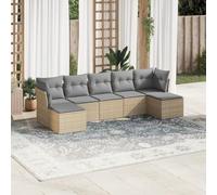Bucmath Salon de Jardin Beige en résine tressée 7 pcs avec Coussins et Rangement, Ensemble mobilier extérieur modulable pour terrasse, Balcon ou Patio, Robuste et Facile d'entretien
