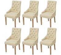 Bucmath Sillas de Comedor Lot de 6 chaises de salle à manger avec revêtement en tissu blanc crème, pieds en bois de chêne, 52 x 60 x 95,5 cm, accoudoirs confortables, chaises de cuisine robustes