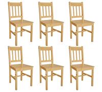 Bucmath Sillas de Comedor - Lot de 6 chaises de salle à manger - En pin naturel - Robuste - 41,5 x 45,5 x 86 cm - Élégantes et confortables