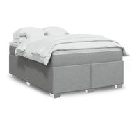 Bucmath Sommier à Lattes de lit 160x200cm, Gris Clair, avec Matelas à Ressorts ensachés et surmatelas Confortable, Tissu Polyester Durable pour Chambre à Coucher