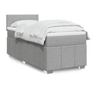 Bucmath Sommier à Lattes de Lit avec Matelas, Tissu Gris Clair 90x200 cm, Tête de Lit Réglable, Soutien Optimal, Ensemble Complet Chambre