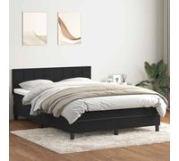 Bucmath Sommier à Lattes Lit Double 160x210 cm Noir Velours, Cadre de Lit Robuste avec Tête de Lit Réglable, Matelas à Ressorts Ensachés et Surmatelas Confortable pour Chambre