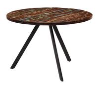 Bucmath Table à manger 110 x 75 cm en bois massif recyclé - Ronde - Multicolore - Bois massif recyclé - Fer revêtu par pulvérisation - Table de cuisine - Table de salle à manger - Design unique