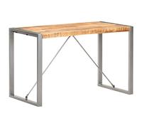 Bucmath Table à manger 120 x 60 x 75 cm, bois massif de manguier rugueux, design industriel, durable, pieds en acier revêtu par pulvérisation, grain unique pour salle à manger et cuisine