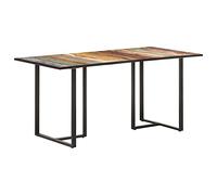 Bucmath Table à manger en bois massif recyclé avec pieds en fer, 160 cm, design industriel, durable pour salle à manger et cuisine, grain unique