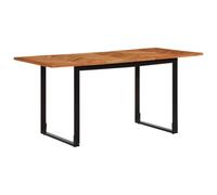 Bucmath Table à manger rectangulaire 160 x 80 x 75 cm, bois massif d'acacia naturel, structure en fer robuste, table de cuisine rectangulaire pour salle à manger, table à manger durable
