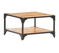 Bucmath Table basse 60 x 60 x 35 cm en bois massif de mangue, carrée, avec étagère, design robuste pour le salon, grain de bois unique
