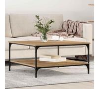 Bucmath Table basse en chêne artisanal, 80 x 80 x 40 cm, carrée, avec étagère industrielle, stable, durable, idéale pour salon, table de chevet, table d'appoint