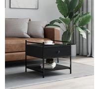 Bucmath Table basse noire 50 x 50 x 50 cm - Table d'appoint moderne en bois avec espace de rangement - Pieds réglables - Table de salon carrée pour la maison