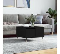 Bucmath Table basse noire 55 x 55 x 36,5 cm, en bois dérivé du bois, carrée, avec espace de rangement, pieds en métal pour salon, table d'appoint moderne