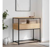 Bucmath Table console en chêne Sonoma 75 x 40 x 75 cm, matériau dérivé du bois avec cadre en métal, table de couloir avec espace de rangement, table d'appoint pour entrée, salon, bureau, cabinet de