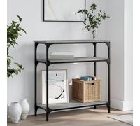 Bucmath Table console grise Sonoma 75 x 29 x 75 cm, matériau bois avec cadre en métal, table d'appoint stable pour couloir, salon, entrée, espace de rangement pratique