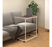 Bucmath Table d'appoint à roulettes - Blanc - 55 x 35 x 70 cm - En bois - Design C - Table basse mobile pour salon - Table basse stable - Table d'ordinateur portable polyvalente