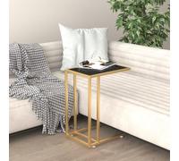 Bucmath Table d'appoint pour ordinateur, noire, 50 x 35 x 65 cm, verre trempé et fer, table d'appoint de salon, console stable pour collations et boissons