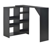Bucmath Table de bar avec étagère mobile, noire, 138 x 39 x 110 cm, en matériau dérivé du bois, idéale pour la cuisine et la salle à manger, peu encombrante