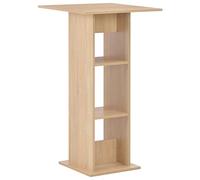 Bucmath Table de bar marron chêne 60 x 60 x 110 cm, table mange-debout avec 2 étagères, idéale comme table à manger pour la cuisine et la salle à manger, durable et stable