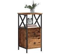 Bucmath Table de chevet aspect bois vieilli - 34 x 35,5 x 70 cm - En bois - Avec 2 tiroirs - Table d'appoint stable pour chambre à coucher, salon, couloir - Design robuste