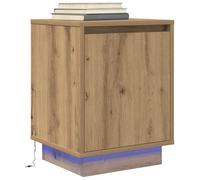 Bucmath Table de Chevet avec lumières LED RGB chêne Artisanal, Bois d ingénierie 38 x 34 x 50 cm, Rangement tiroir Niche, pour Chambre lit Salon