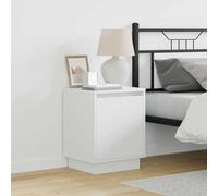 Bucmath Table de Chevet Blanche en Bois d’ingénierie 39 x 34,5 x 50 cm avec Porte à charnière et éclairage LED USB pour Chambre lit Bureau dortoir Organisateur
