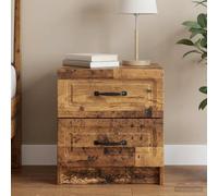 Bucmath Table de Chevet Bois Ancien en Bois d ingénierie 43 x 34,5 x 44,5 cm, guéridon rectangulaire avec 2 tiroirs pour Rangement Nuit Chambre Salon Bureau