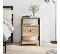 Bucmath Table de chevet en chêne Sonoma - 40 x 42 x 56 cm - Matériau bois avec cadre en fer - Table d'appoint pour chambre à coucher, salon - Pieds réglables