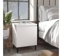 Bucmath Table de Chevet Industrielle Blanc, Pieds en métal, 40 x 30 x 50 cm, Rangement Compartiment, guéridon pour Chambre, Bout canapé, entrée, Bureau