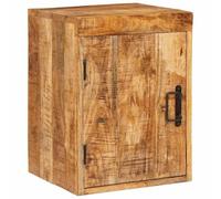 Bucmath Table de Chevet Marron en Bois de Mangue Massif 35 x 33 x 48 cm, Meuble appoint avec Porte, étagère et Rangement pour Chambre, Salon, Bureau, entrée, Nuit