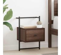 Bucmath Table de Chevet Murale en Bois d ingénierie chêne Brun 35x30x51 cm avec tiroir, Montage Mural Flottant, pour Chambre lit Salon, Rangement et Surface Stable