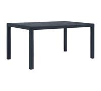 Bucmath Table de jardin anthracite, 150 x 90 x 72 cm, en plastique avec aspect rotin, résistante aux intempéries, stable, facile d'entretien, peu encombrante, adaptée pour l'extérieur, facile à monter