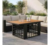 Bucmath Table de jardin en métal et bois - 100 x 55 cm - Résistant aux intempéries - Réglable en hauteur - Pour balcon, terrasse, jardin, extérieur, peu encombrant, stable, facile d'entretien