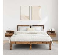 Bucmath Table de Nuit Flottante 2 pcs Bois Ancien 40 x 31 x 28 cm, Table Chevet avec tiroir, étagère, Rangement Mural, Chambre lit Salon Bureau entrée, Support Lampe réveil Livre téléphone