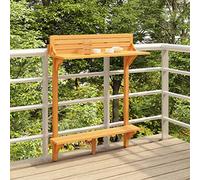 Bucmath Table debout de balcon, 90 x 37 x 122,5 cm, en bois massif d'acacia huilé, avec repose-pieds pour l'extérieur, table de bistro, table de cuisine, table à manger, table de balcon, construction