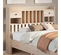 Bucmath Tête de lit avec espace de rangement 135 cm, en pin massif, autoportante, 6 compartiments et 2 tiroirs, meuble de chambre à coucher, peu encombrant
