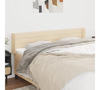 Bucmath Tête de lit avec Oreilles crème en Tissu 183x16x78-88 cm, Bois Massif et Mousse, tête de lit rembourrée pour Chambre, Soutien Confortable pour Lire ou se détendre