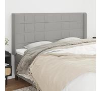Bucmath Tête de lit avec Oreilles Gris Clair en Tissu 183x16x118-128 cm, tête de lit rembourrée Durable, Pieds en Bois Stables, Hauteur réglable, Parfait Soutien Dossier pour Chambre à Coucher